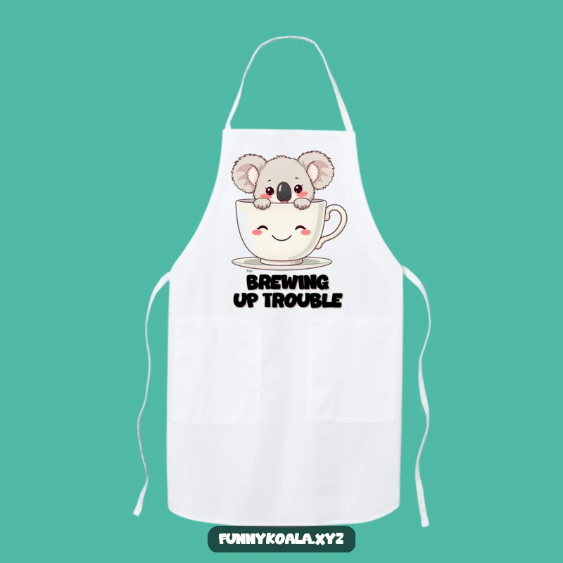 Funny Koala Teacup Apron: Humorous Kitchenware for a Cheerful Cook