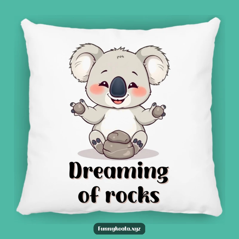 Funny Koala Juggling Rocks Pillow: Comfy and Hilarious Accent Decor!