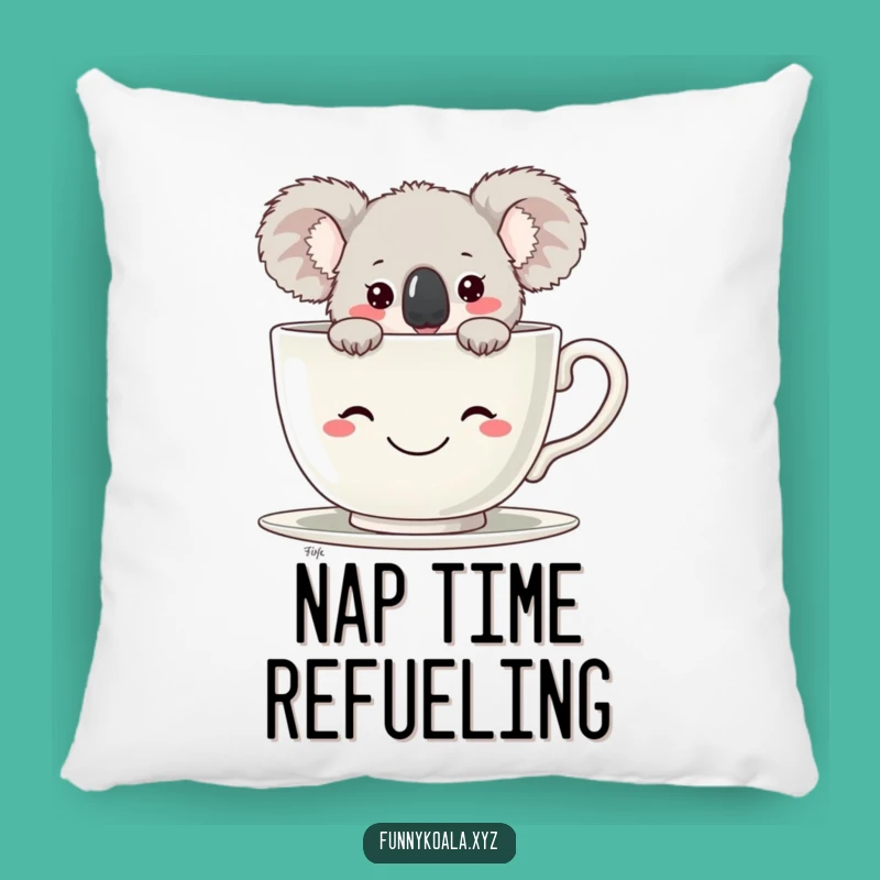 Funny Koala Teacup Pillow: Cozy and Humorous Accent for Any Room