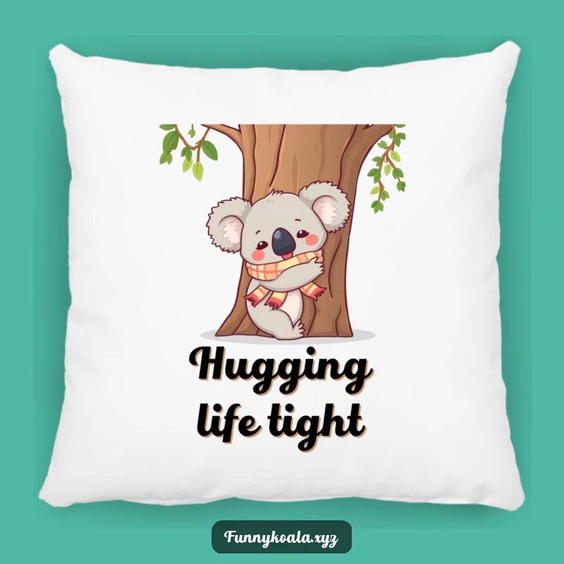 Funny Koala Hugging Tree Pillow: Comfy and Cute Accent Pillow!