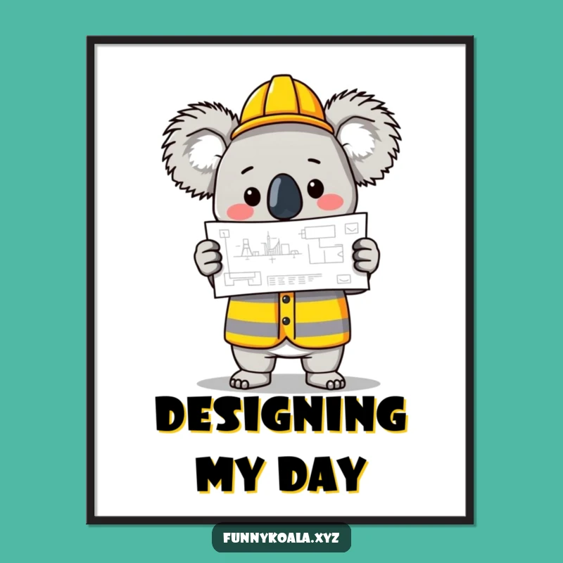 Funny Koala Builder Digital Art: Instant Humorous Download for Workshop Decor