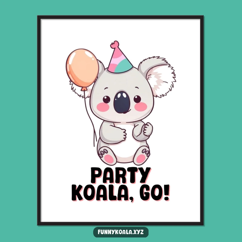 Funny Koala Digital Art: Party Time Print!