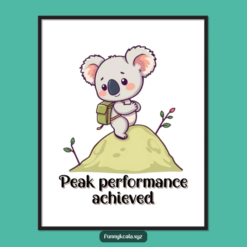 Funny Koala Hiking Digital Art: Instant Humorous Download for Adventurous Decor