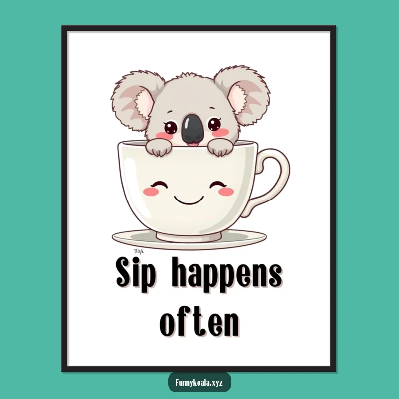 Funny Koala Teacup Digital Art: Instant Humorous Download for Your Walls