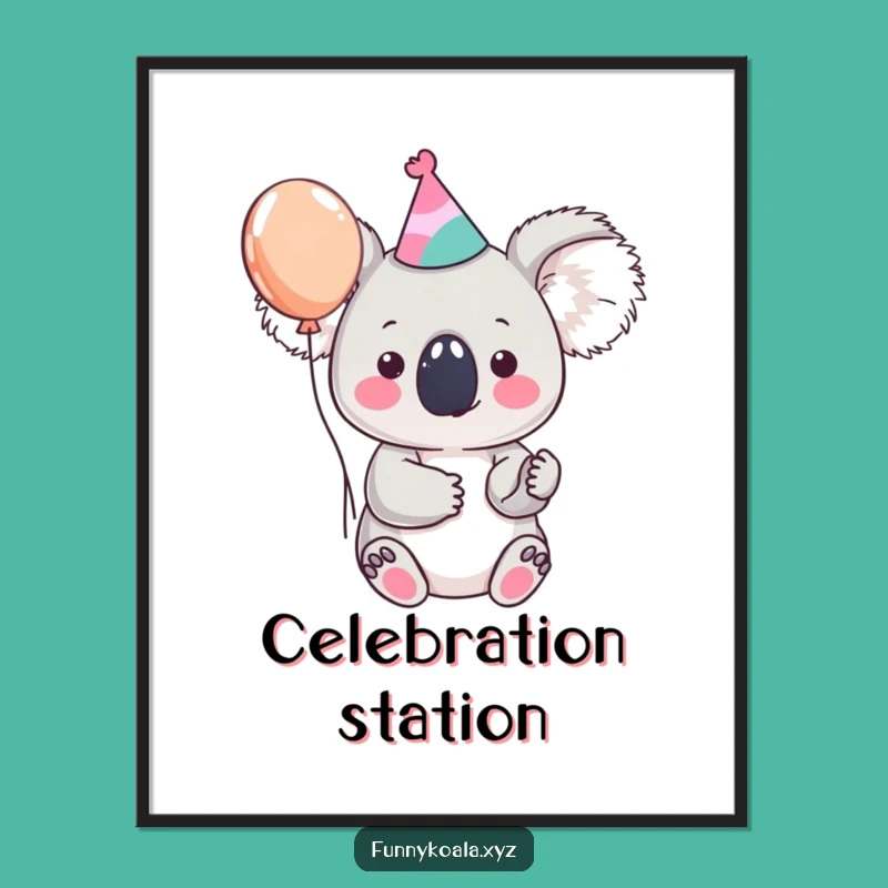 Funny Koala Poster: Festive Celebration Art Print!