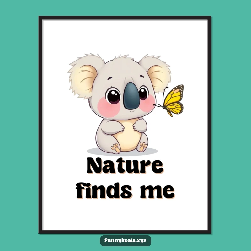 Funny Koala Butterfly Poster: Whimsical Wall Art for a Serene Space