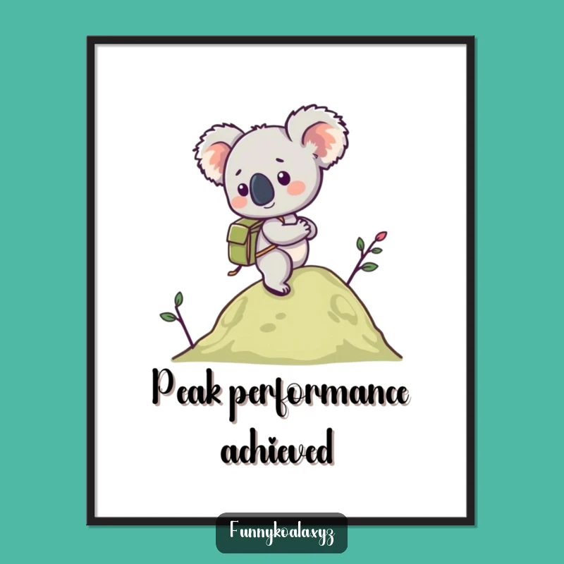Funny Koala Hiking Poster: Whimsical Wall Art for the Aspiring Adventurer