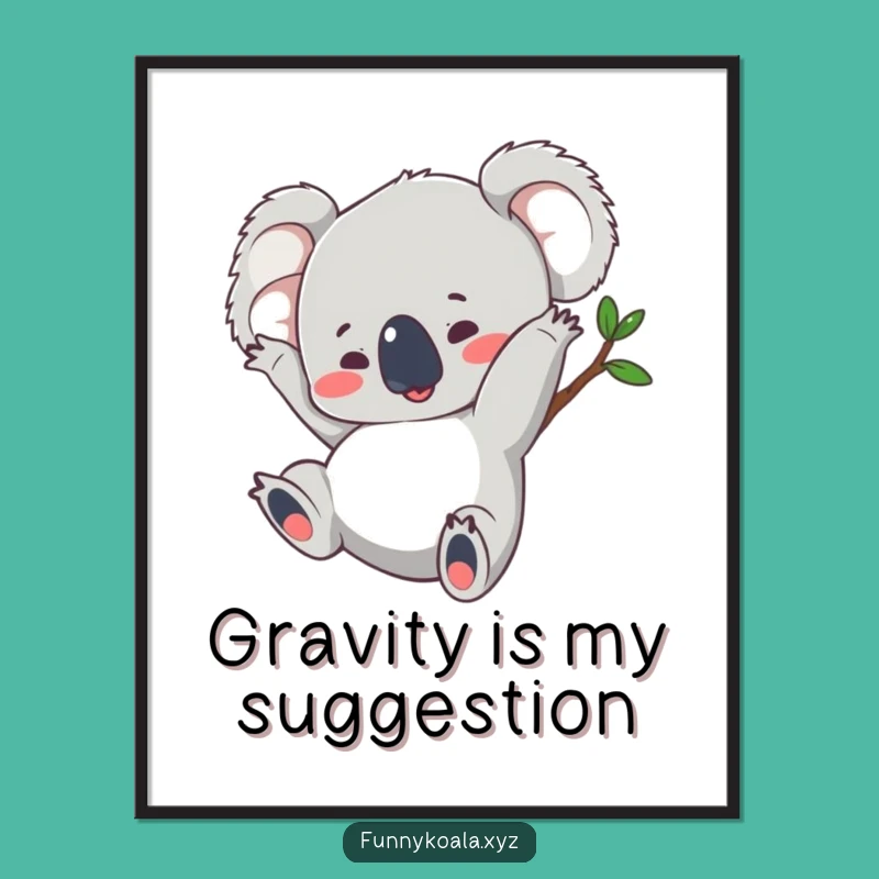 Funny Koala Somersault Poster - Lively Action Art Print, Perfect Quirky Gift