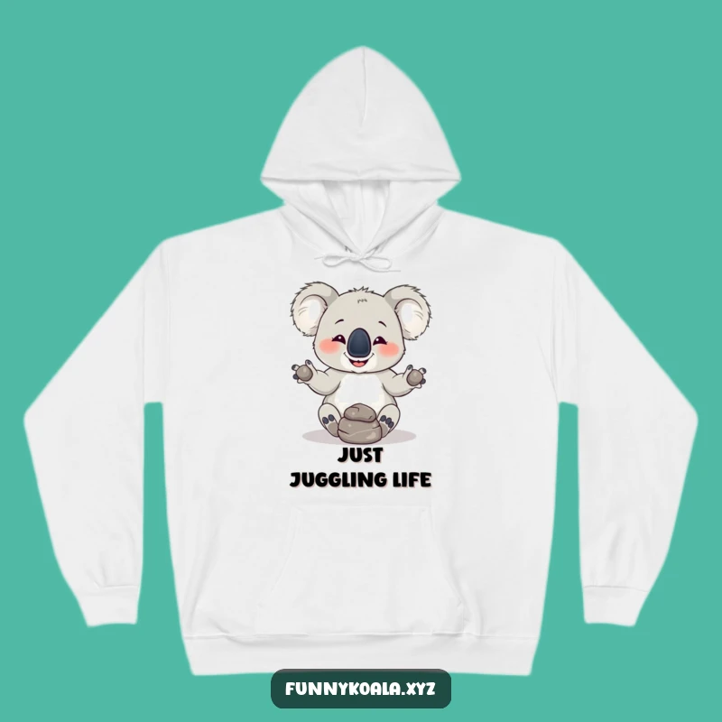 Funny Koala Juggling Rocks Hoodie: Cozy and Hilarious Winter Gift!