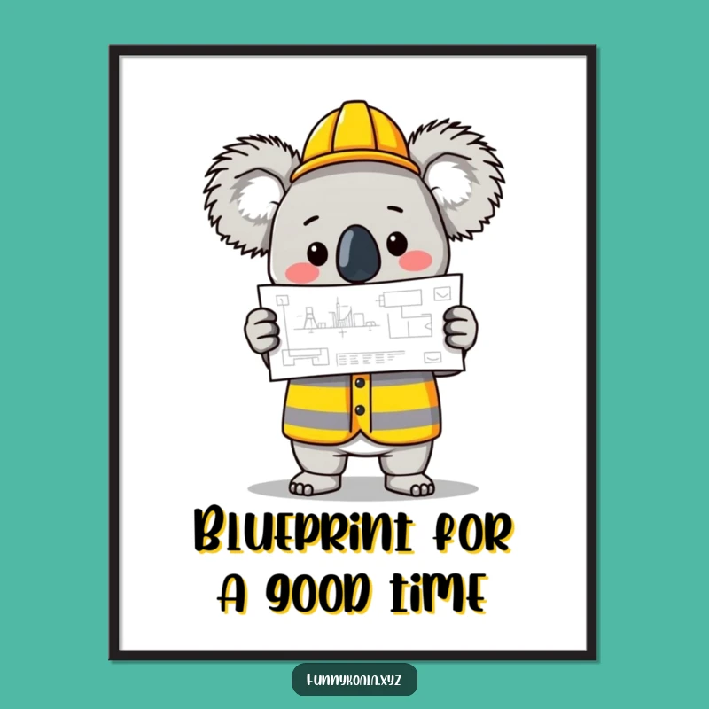 Free Printable Wall Art: Whimsical Koala Builder Decor for a Funny Downloadable Gift