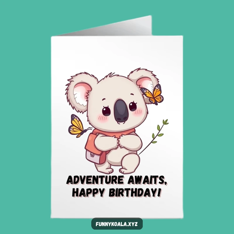 Free Printable Birthday Card: Curious Koala Adventure Gift, Downloadable & Print at Home Fun