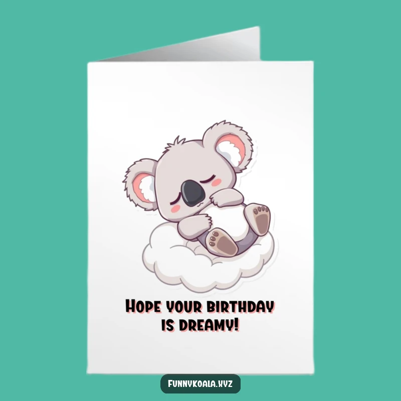 Free Printable Birthday Card: Sleepy Koala Cloud Fall Gift, Downloadable & Print at Home