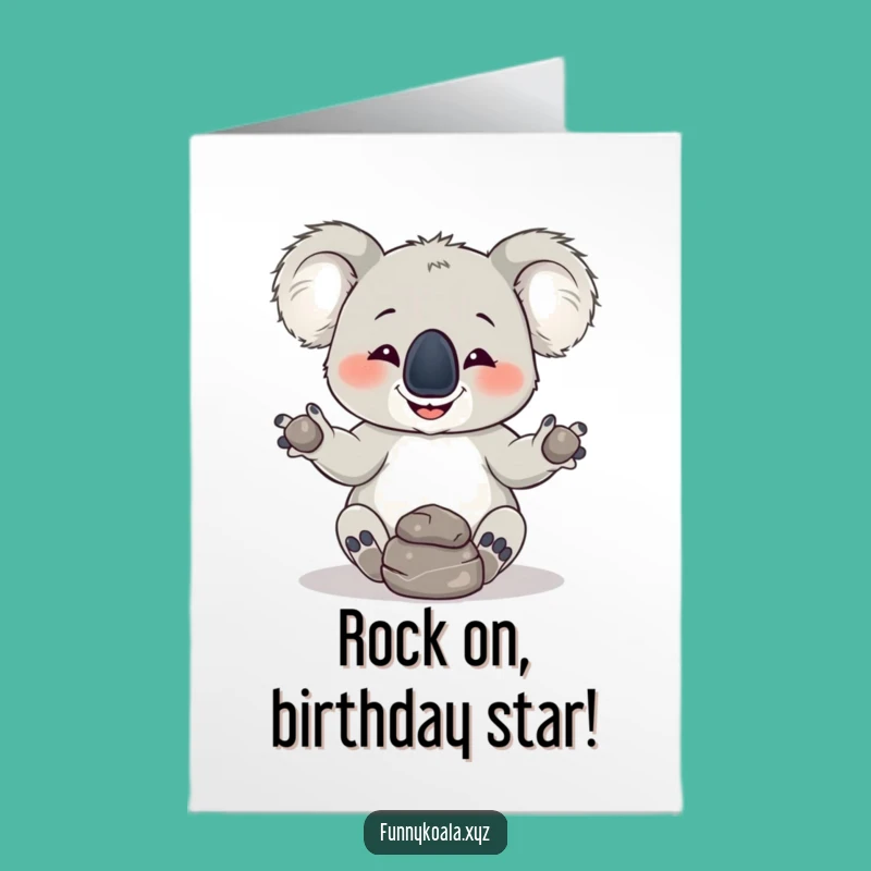 Free Printable Koala Juggling Rocks Birthday Card - Funny Downloadable Gift for Him Her