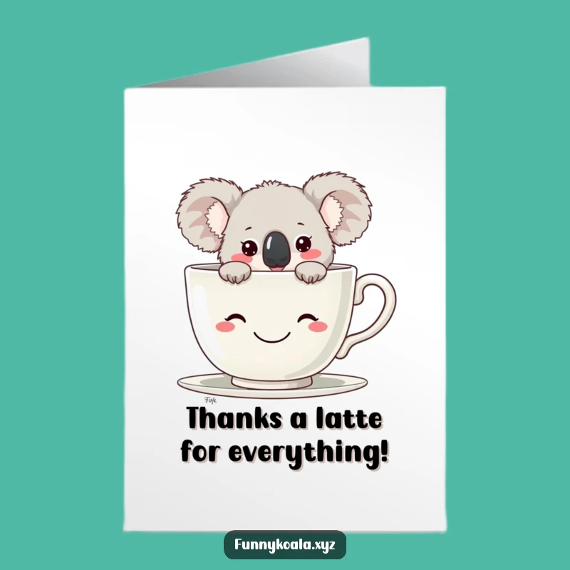 Free Printable Thank You Card: Charming Koala Teacup Gratitude for a Downloadable Gift